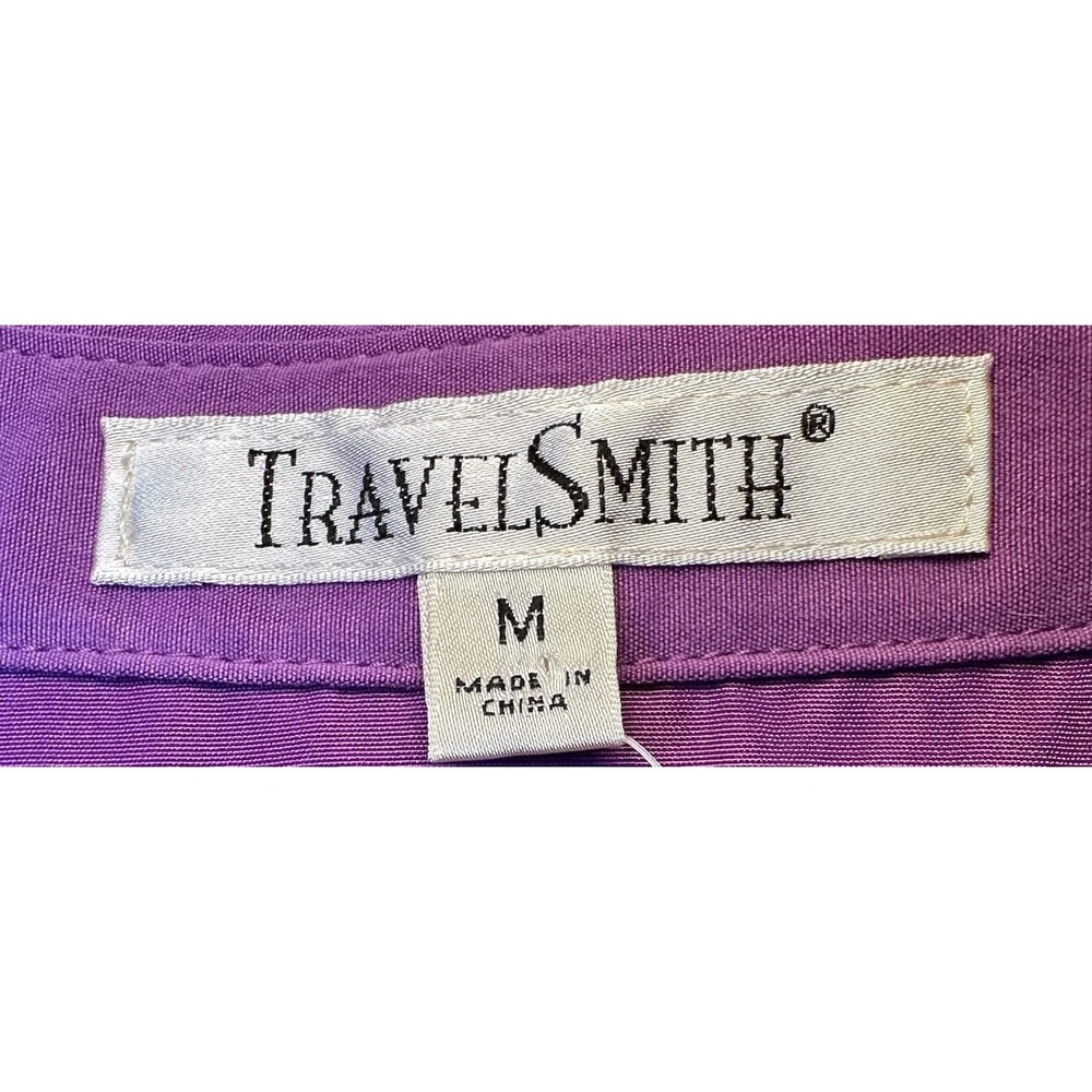 Travel Smith Tunic Top Womens Medium Purple Button Up Long Sleeve Front Pocket - Picture 9 of 12